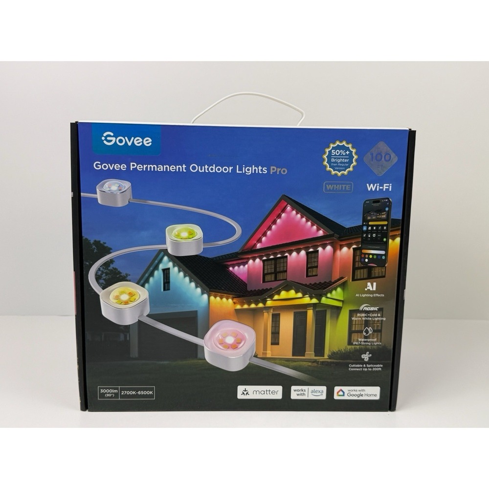 Govee Permanent Outdoor Lights Pro 100 FT  White Waterproof 2700K-6500K H806AA01